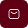 Dark red envelope icon on a square button.