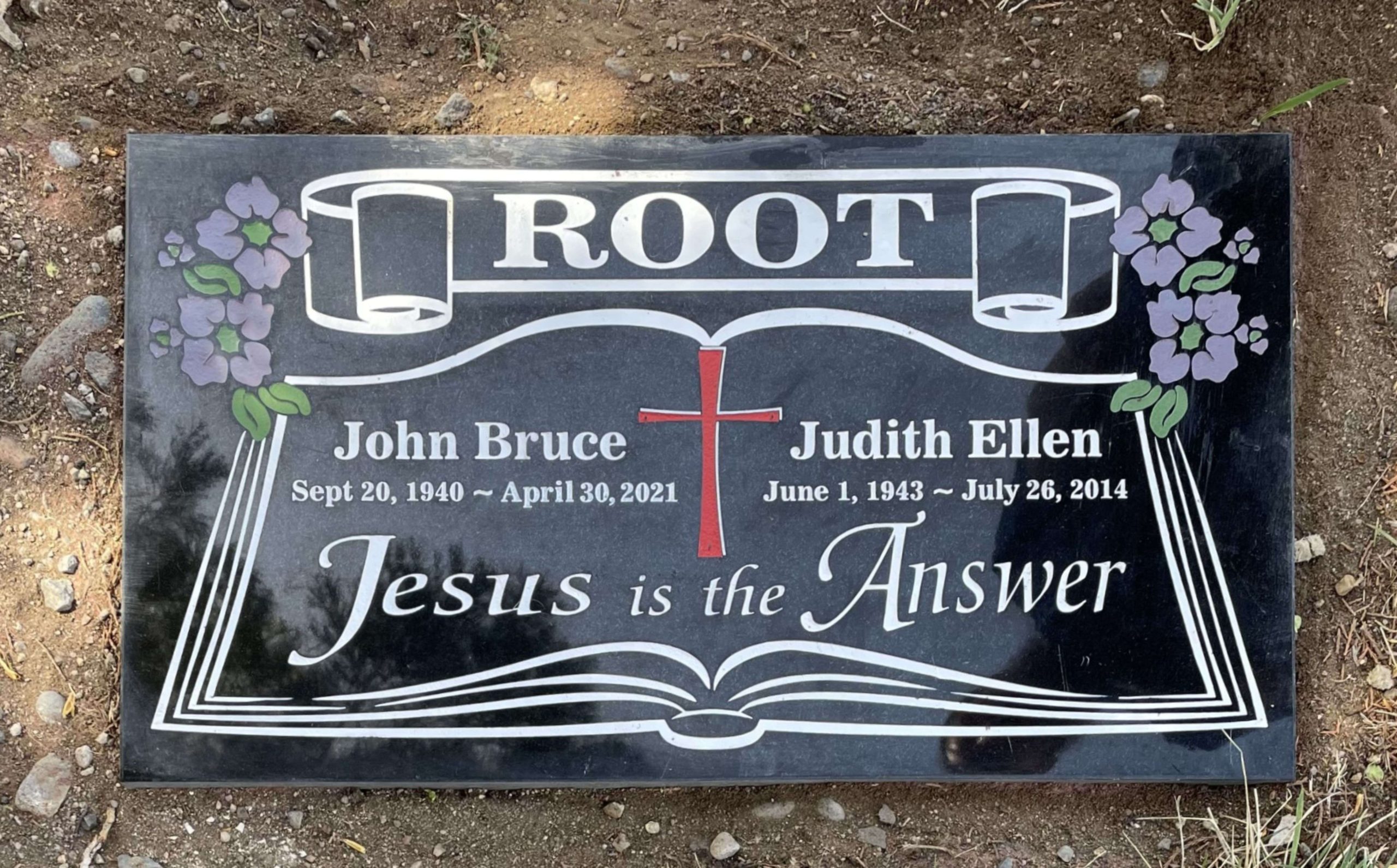 Memorial headstone with names and dates